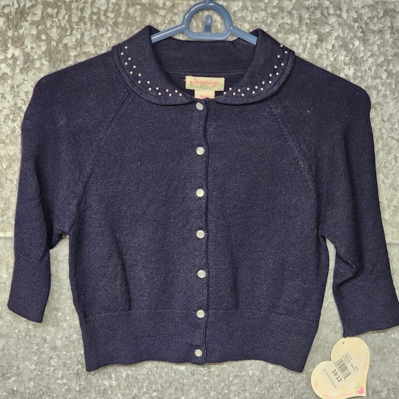 Vintage Hartstrings Blue Long Sleeve Button Up Cardigan Girls 10 - Picture 1 of 4